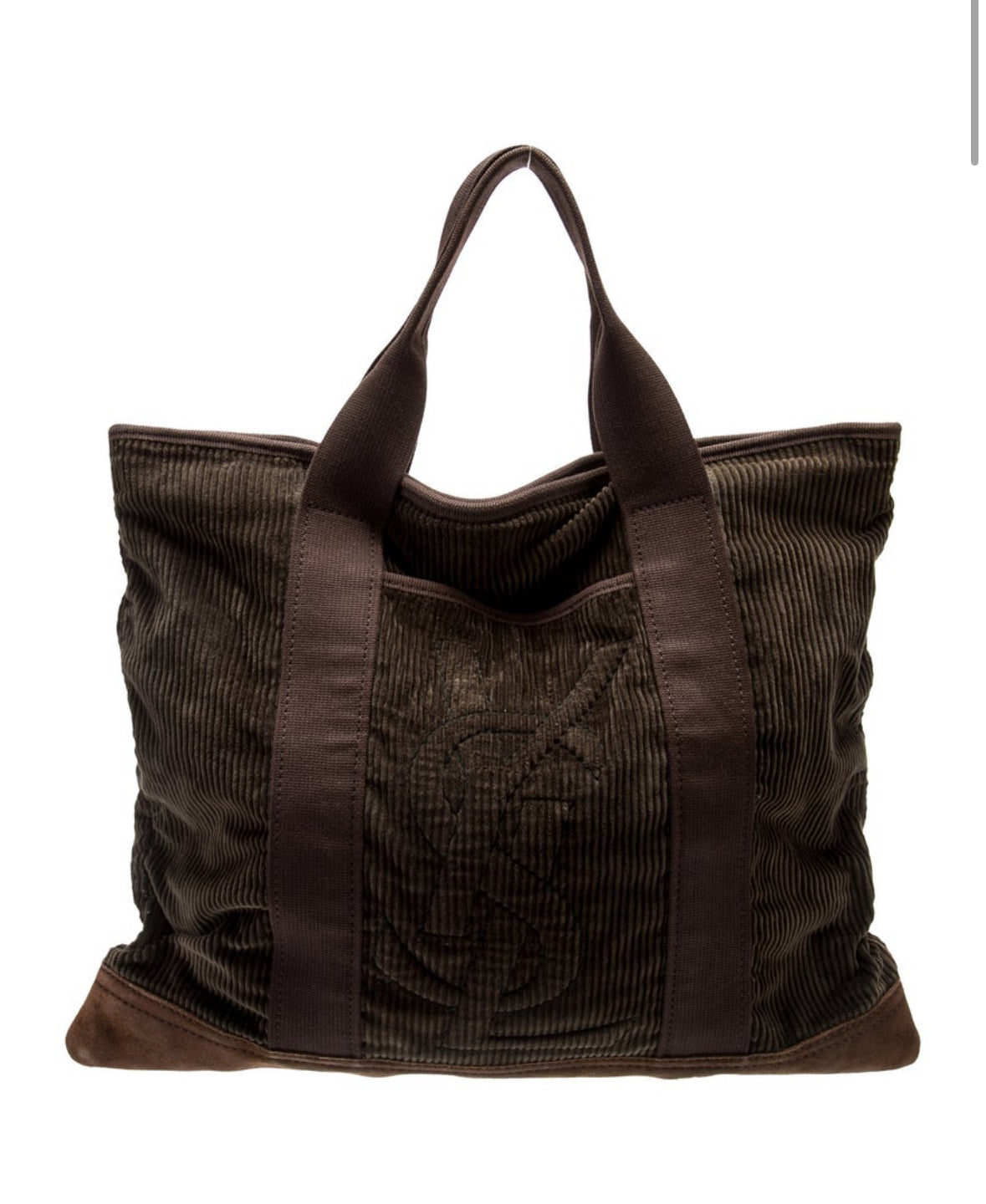 Vintage velvet YSL tote bag in midnight green