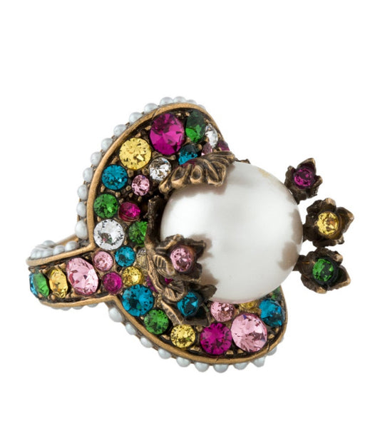 Gucci faux, pearl and crystal cocktail ring