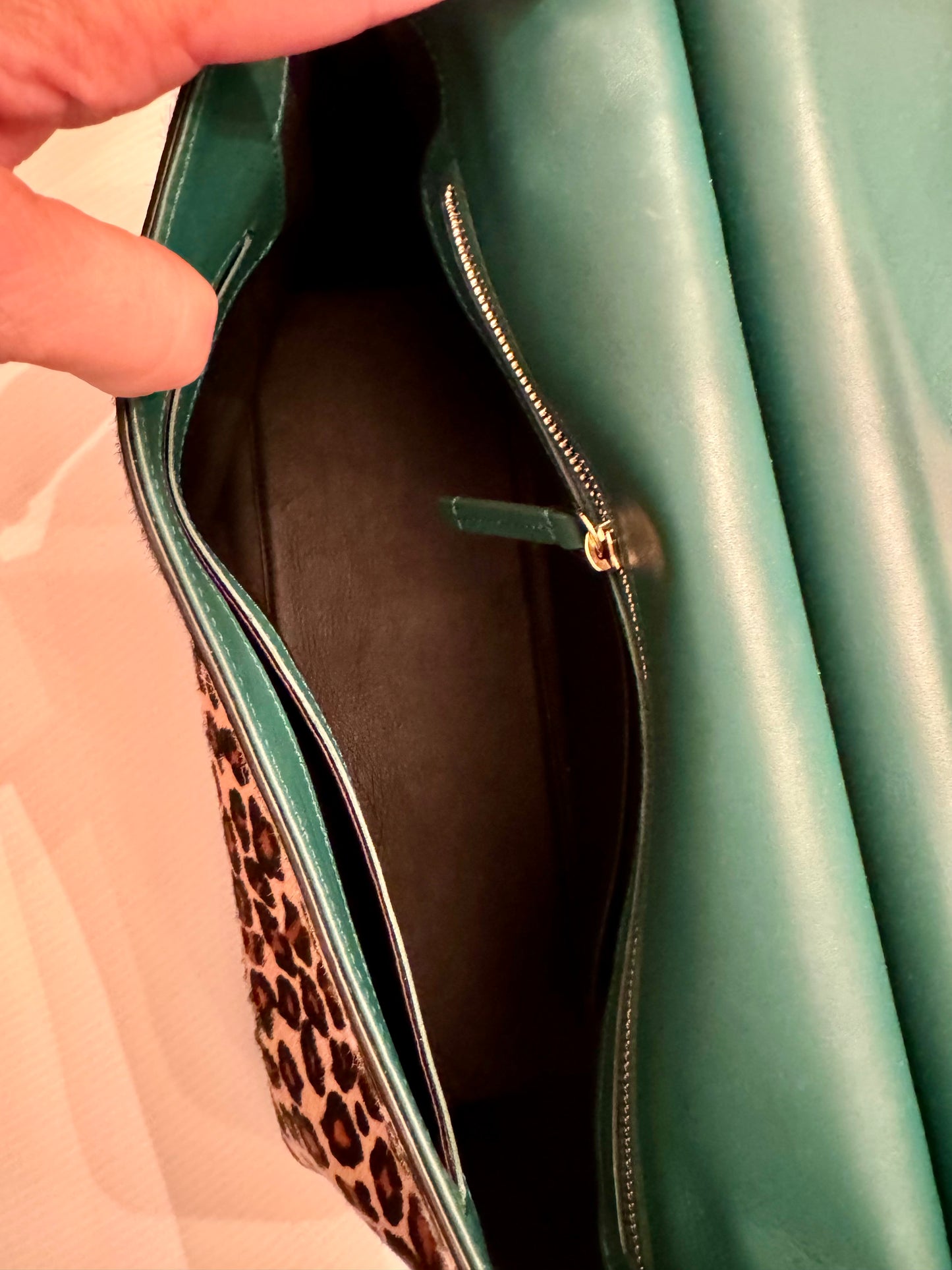 Beautiful Roger Vivier designer pony hair top handle leather handbag / crossbody bag with iconic Vivier closure