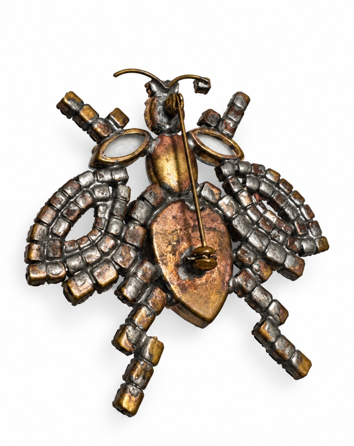 Don't bug me vintage Czech glass brooch with rhinestones and cabochons