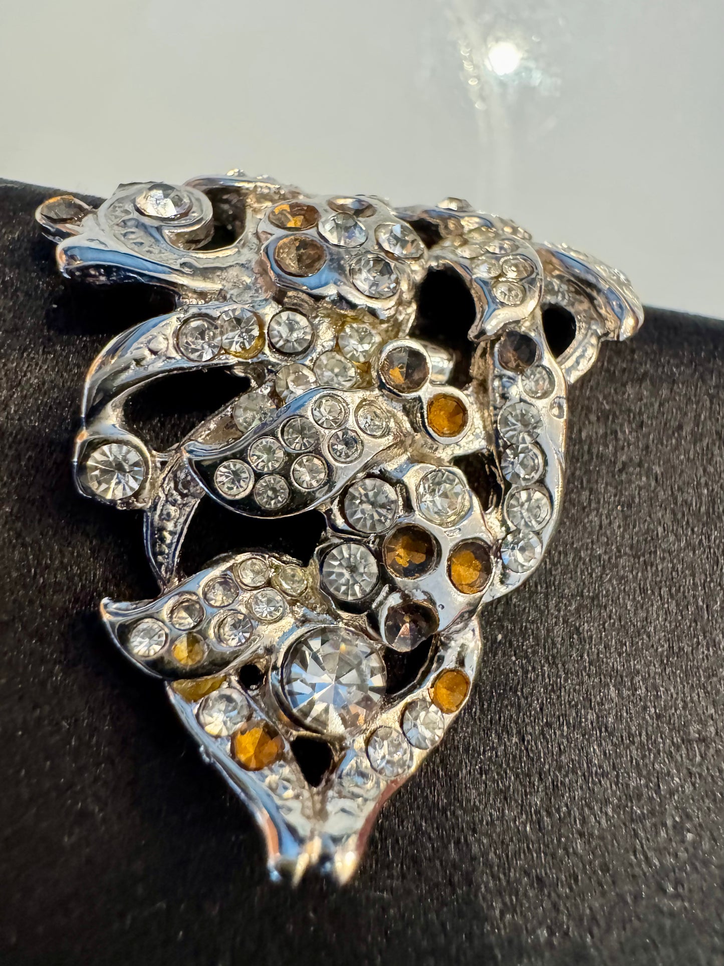 Vintage Escada black satin bag with rhinestones and removable shoulder strap with dust bag. Oscar worthy! see photo for missing stones