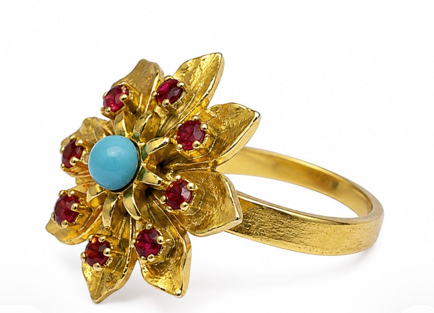 Vintage gold tone and rhinestone ring. Was once a clip on earring