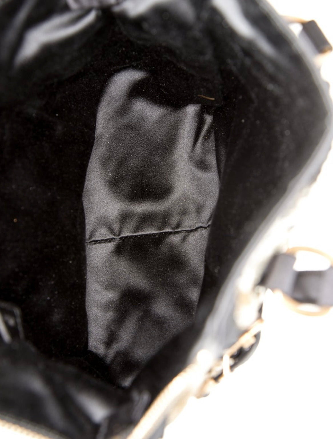 YSL Top Handle satin and leather top handle bag with gold and silver sequins. Zip closure on top. includes dust bag.