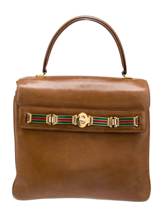 Vintage Gucci 1970s leather top handle bag. Good condition ~ a shoemaker, with a little polish could make it great!