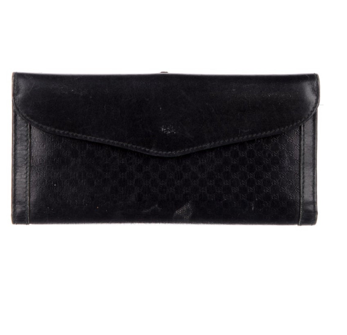 Vintage Black Gucci leather continental wallet 1990s