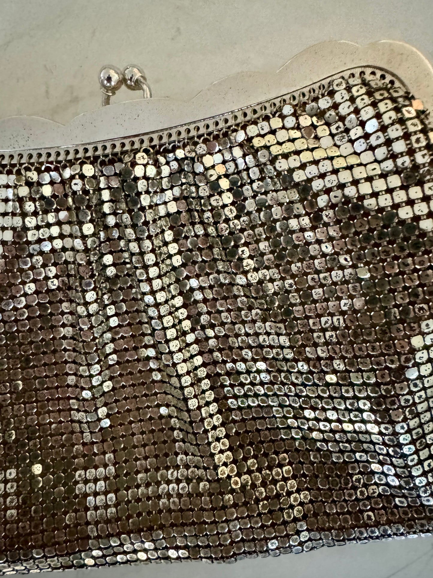 silver Whiting and Davis coin purse/card holder bag