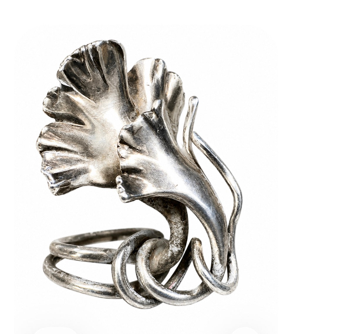 Vintage Modernist Sterling Silver Sculptural Ring