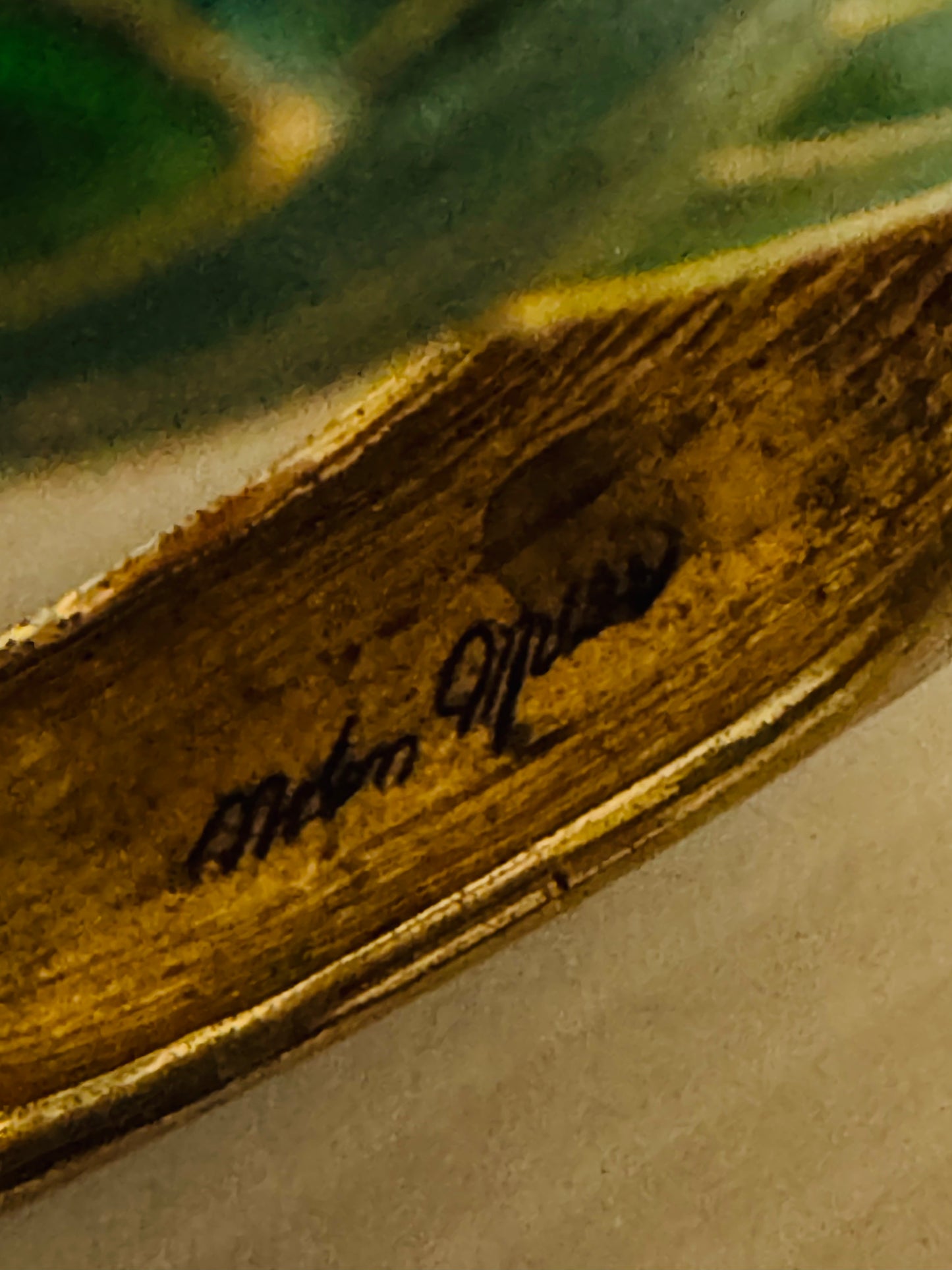 Amazing rare vintage signed Nolan Miller, enamel and rhinestone parrot, clock clamper bracelet