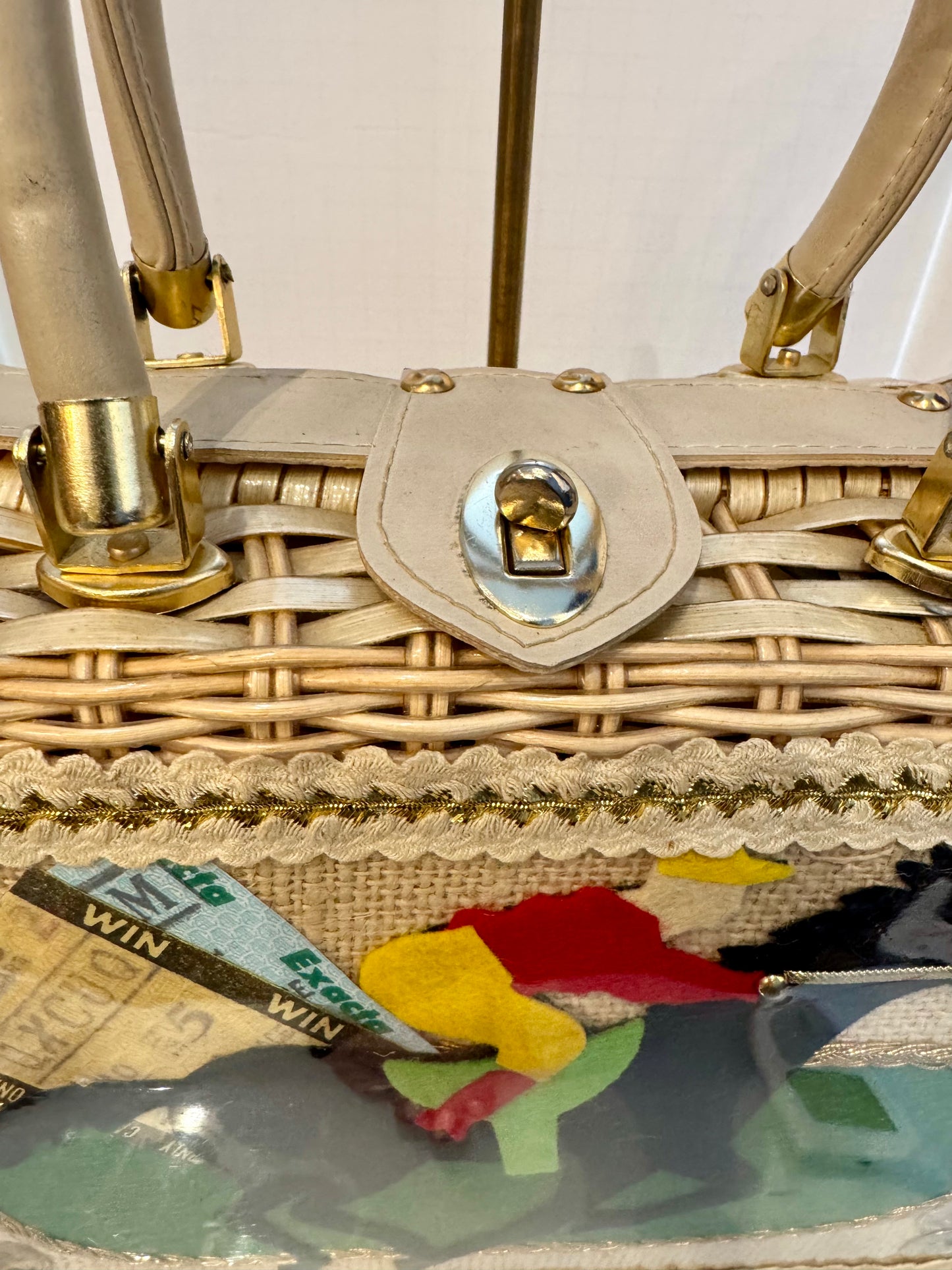 RARE! Vintage handmade wicker 1950s Day at the Races ~ bag for Belmont in great condition