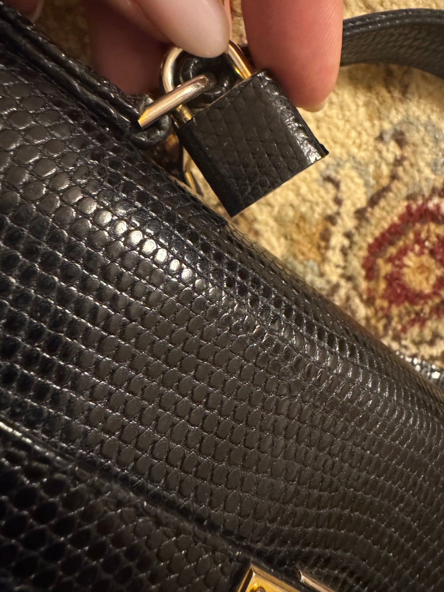 Vintage SISO top handle genuine lizard Kelly style bag
