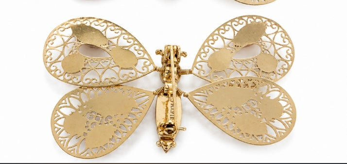 Vintage 1970s signed Napier trembler (wings move)butterfly brooch with rhinestones