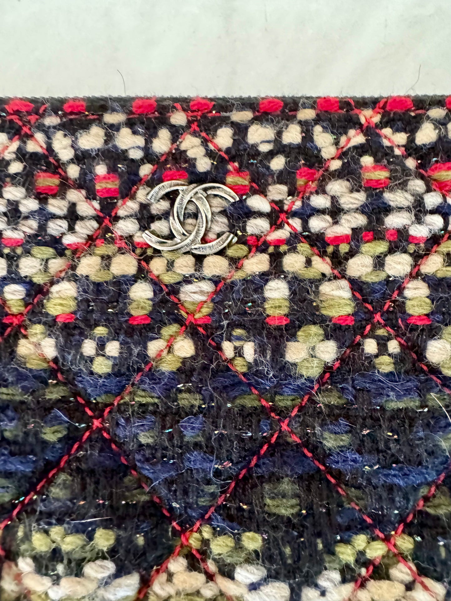 Gorgeous oversized Chanel tweed fabric clutch