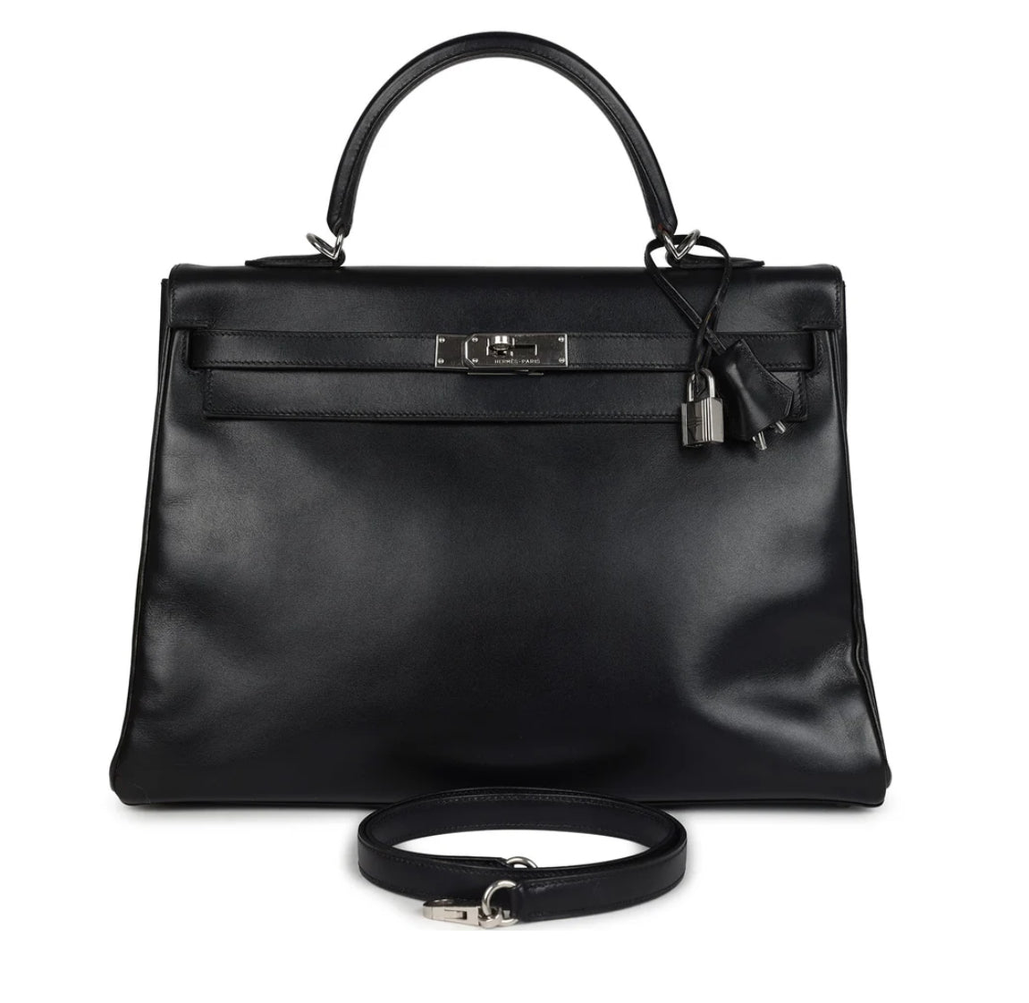 Fabulous vintage Black Box leather HERMES Kelly bag in size 40. Comes with original box, lock, key in clochette. Discount not valid.