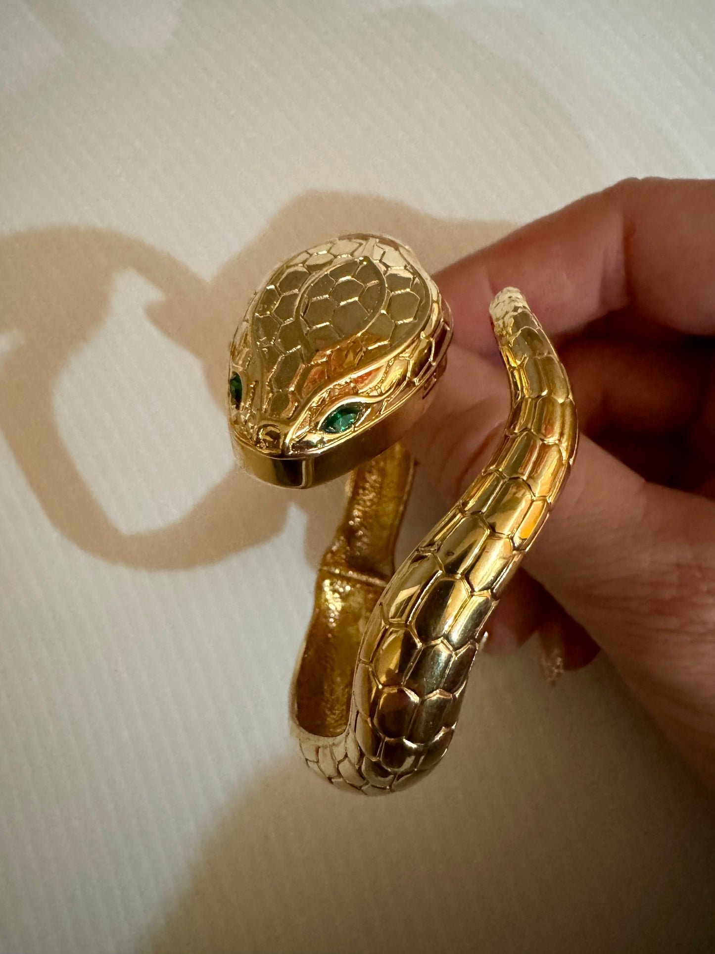 RARE 1960s gold tone wrap snake bracelet with secret watch in the head