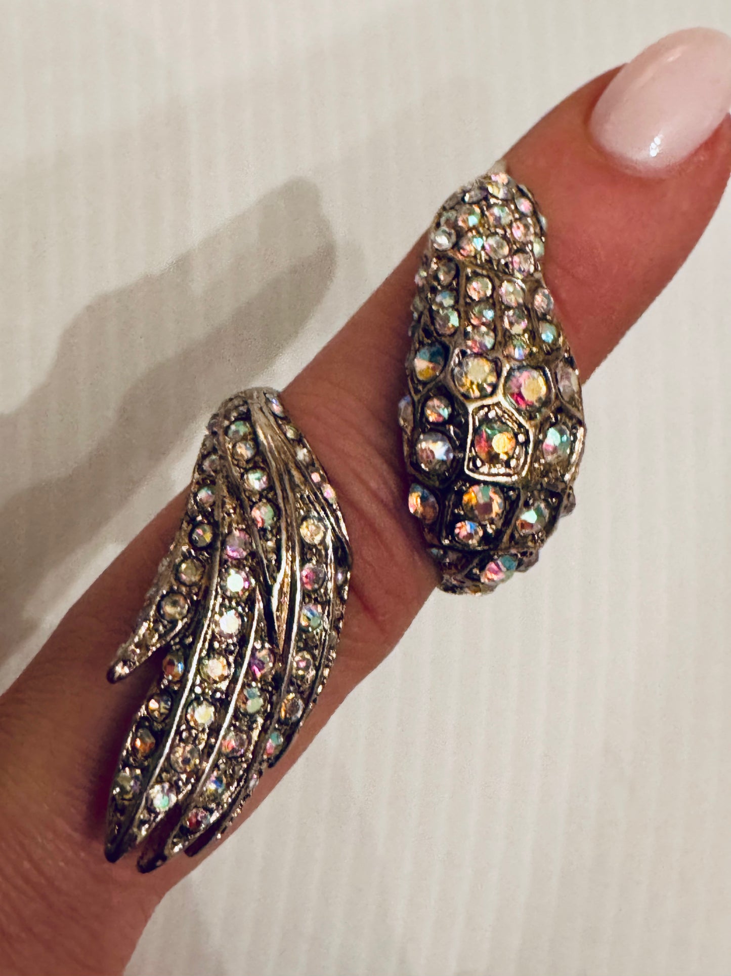 Late 50s early 60s rhinestone Peacock ring. Such a conversation piece.