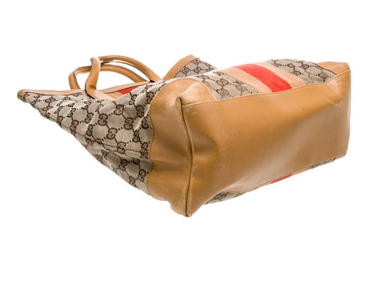 vintage Gucci GG canvas tote with leather handles. see photos for slight age related wear