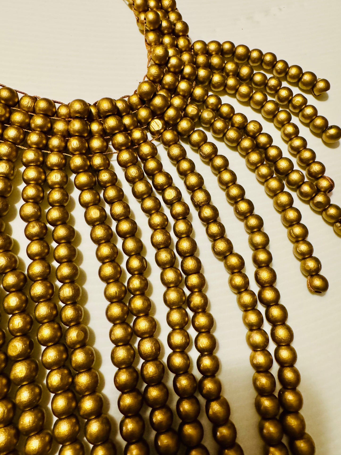 Wow factor 1980s gold dangle lightweight wooden bib necklace