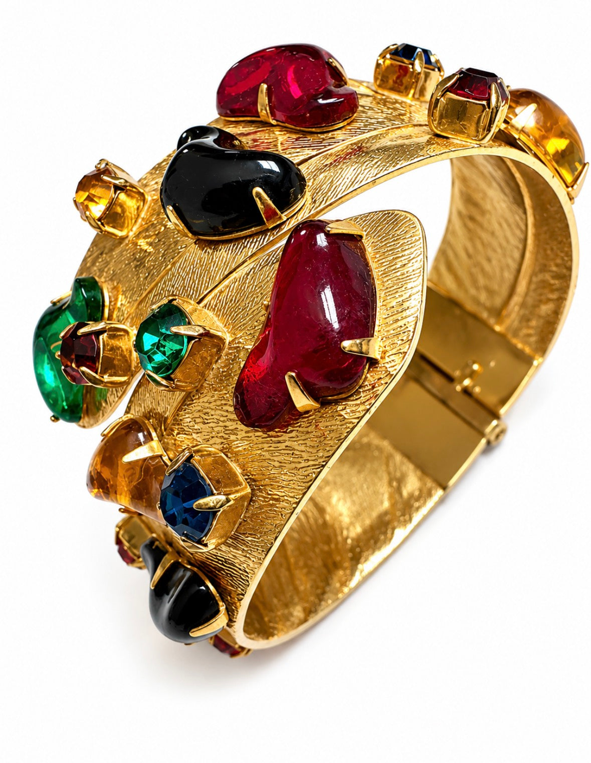 1970s gold tone and rhinestone clamper