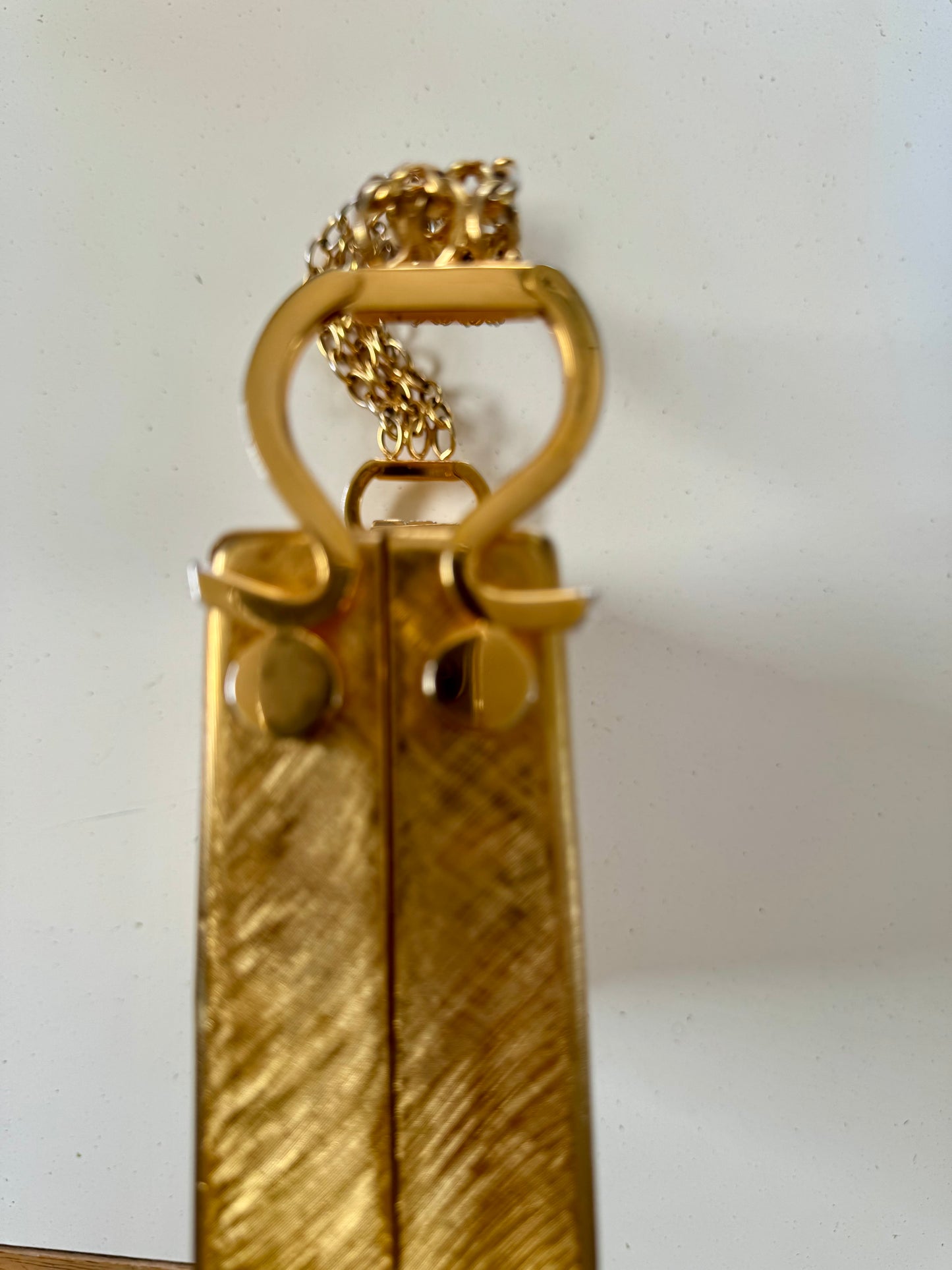 Beautiful 1960s hard top gold tone top handle bag with incredible chain handle