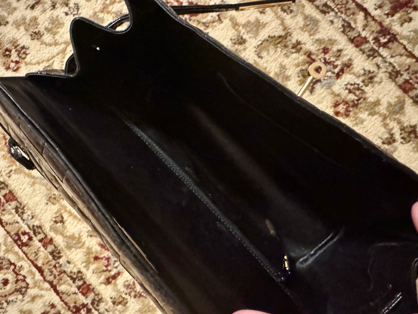 Vintage Bianchi e Nardi Kelly style top handle genuine alligator bag from a private collector. Founded in 1935, the brand continues to collaborate with Chanel & Dior. Originally sold at Galleries Lafayette in Paris.