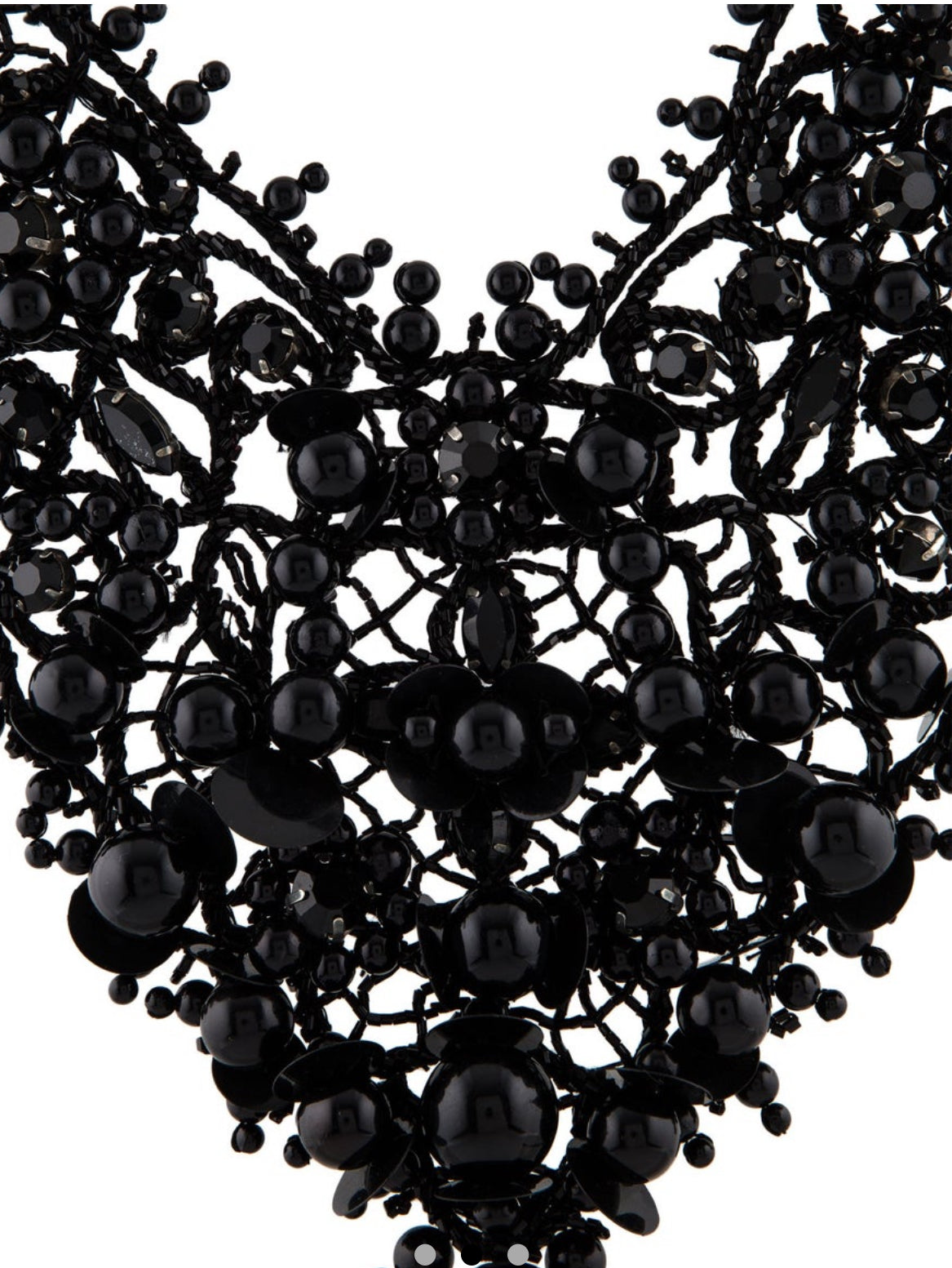 Never worn PRADA black sequin and bead bib necklace with silver tone chain and fastener. Comes in original box