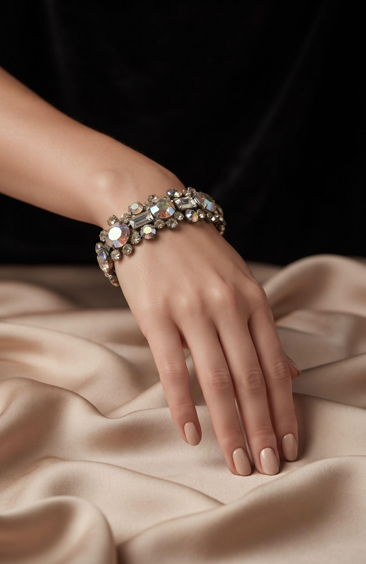 Beautiful 1950s rhinestone bracelet. The color speaks for itself.