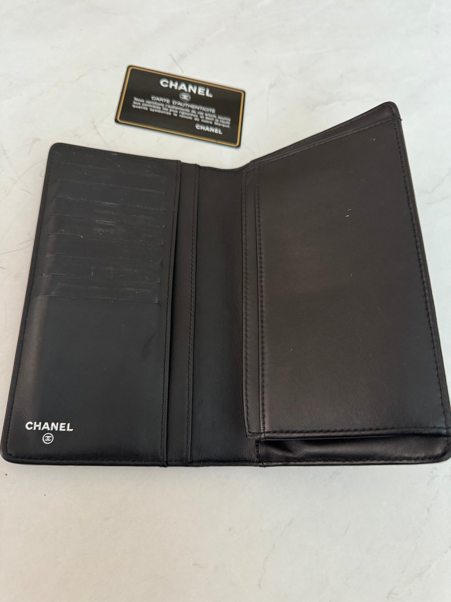 Classic black leather Chanel wallet