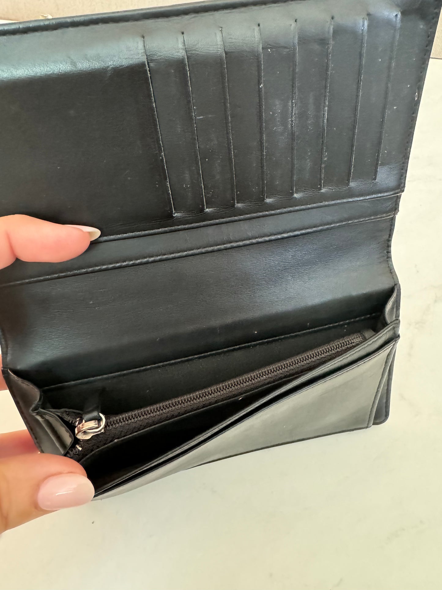 Classic black leather Chanel wallet