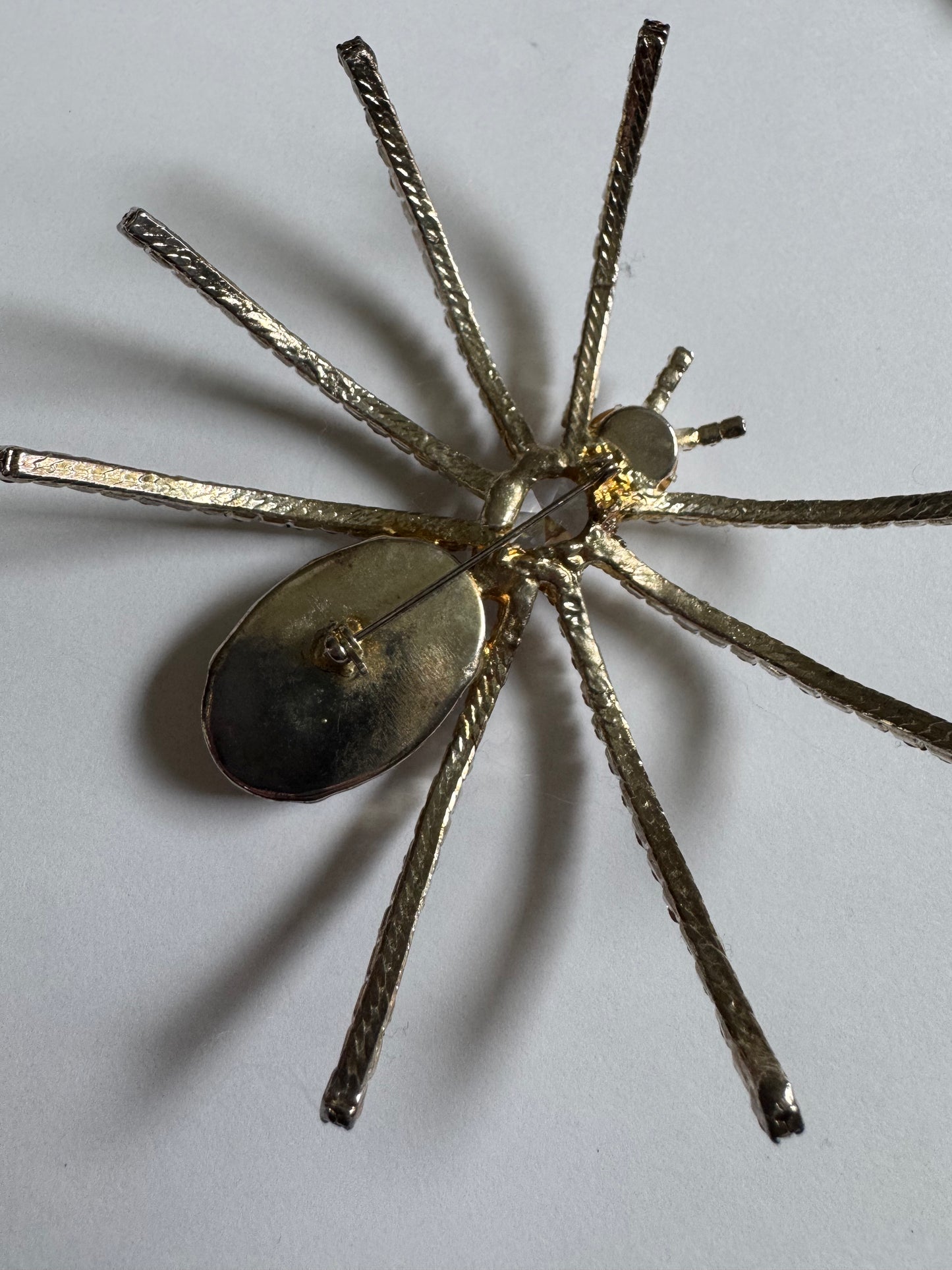 1980s jumbo rhinestone spider brooch