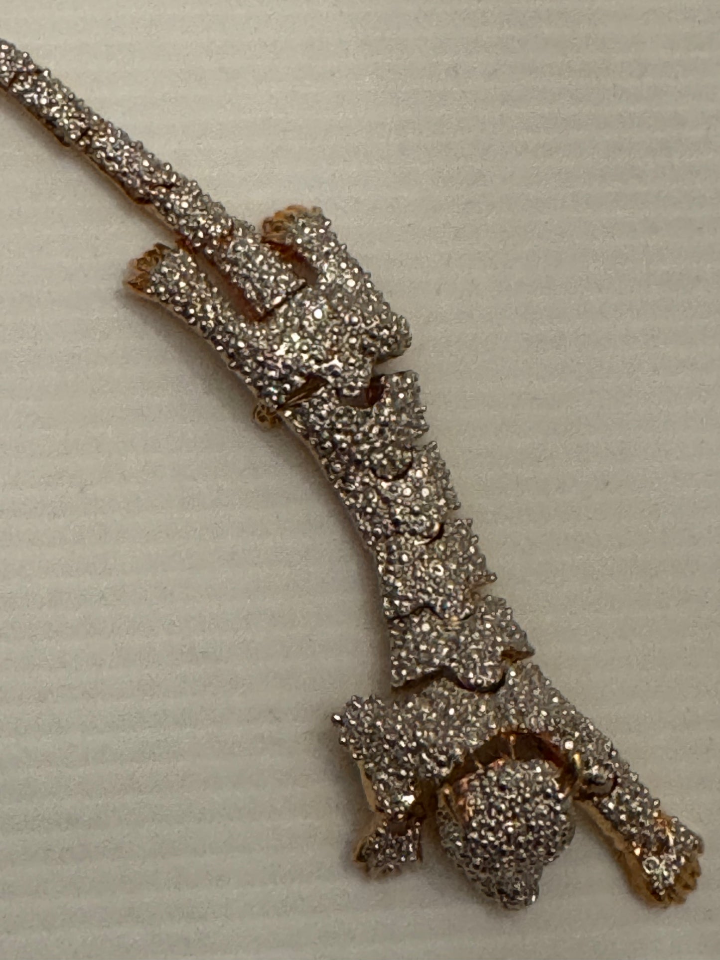 Beautiful articulated rhinestone panther shoulder brooch
