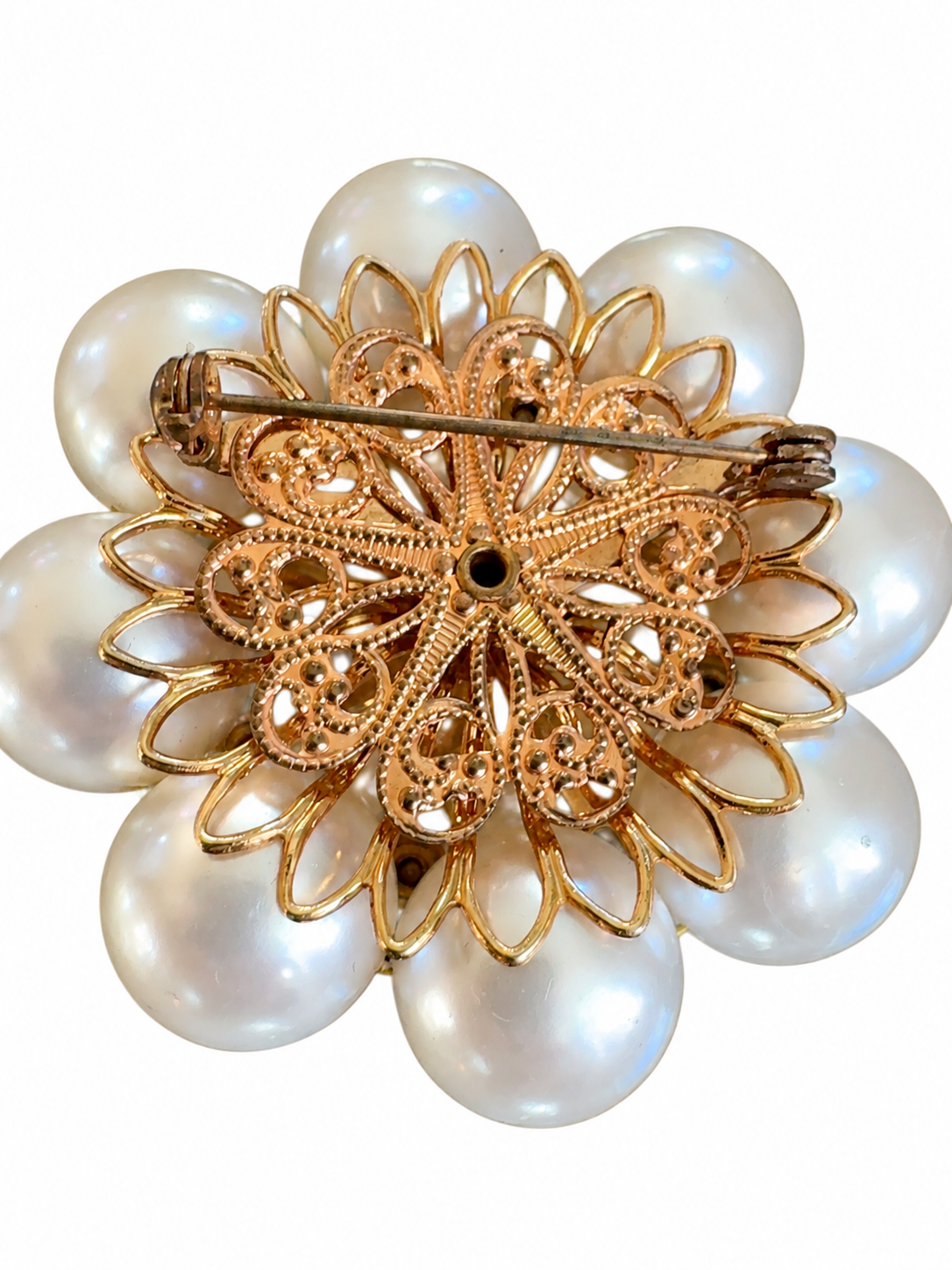 1960s pearl and rhinestone brooch