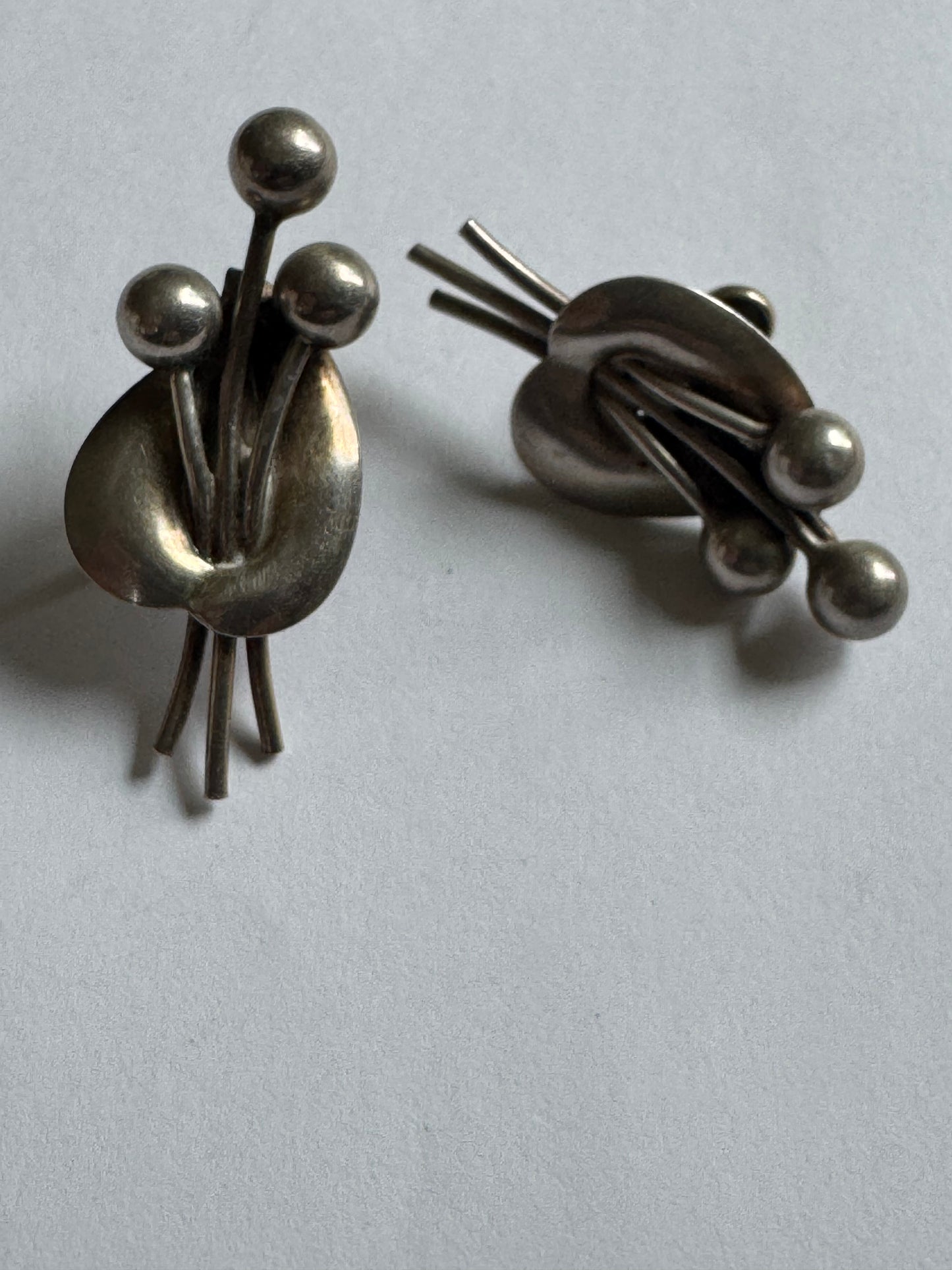 1940s signed NAPIER Sterling silver screw back earrings