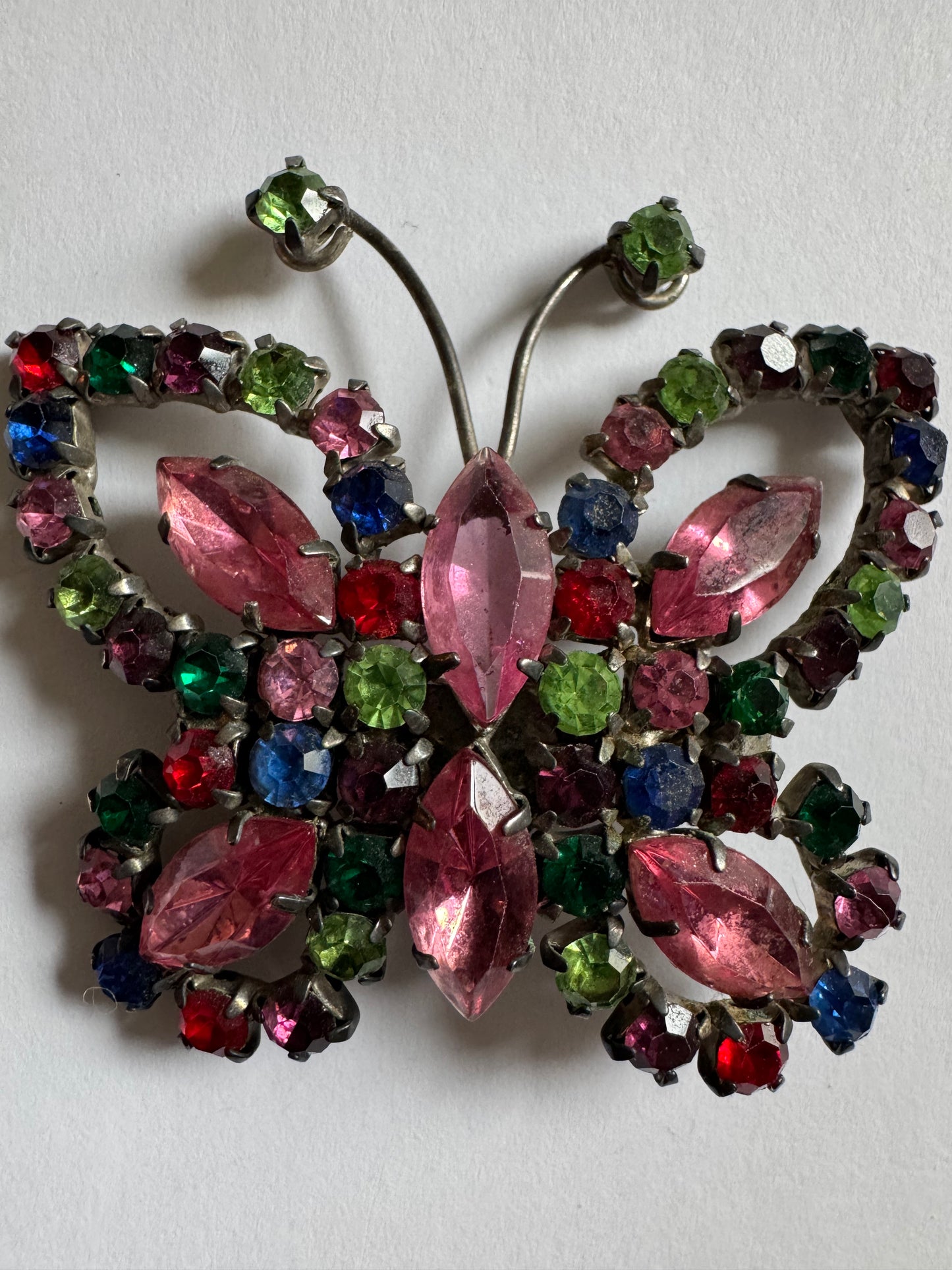 absolutely, stunning vintage colorful, rhinestone butterfly brooch