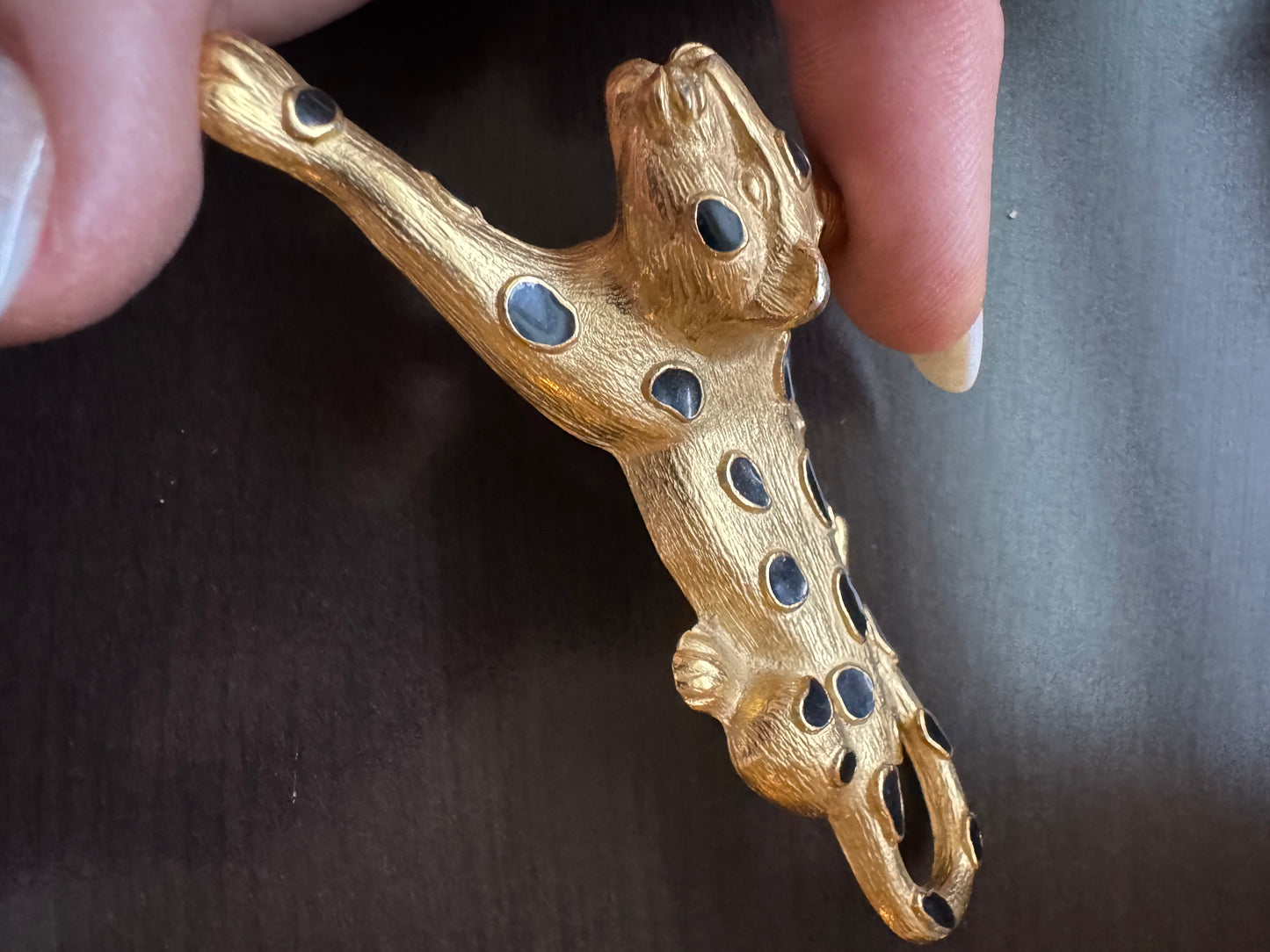 unique, vintage Trifari and brooch gold tone with Black and enamel