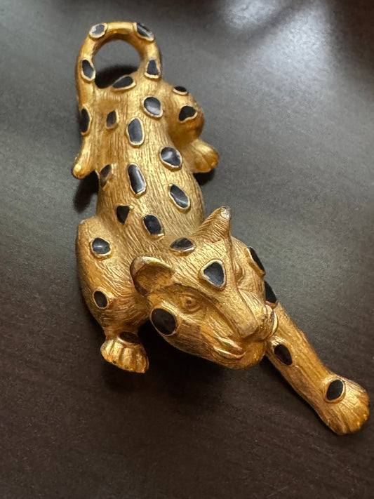 unique, vintage Trifari and brooch gold tone with Black and enamel