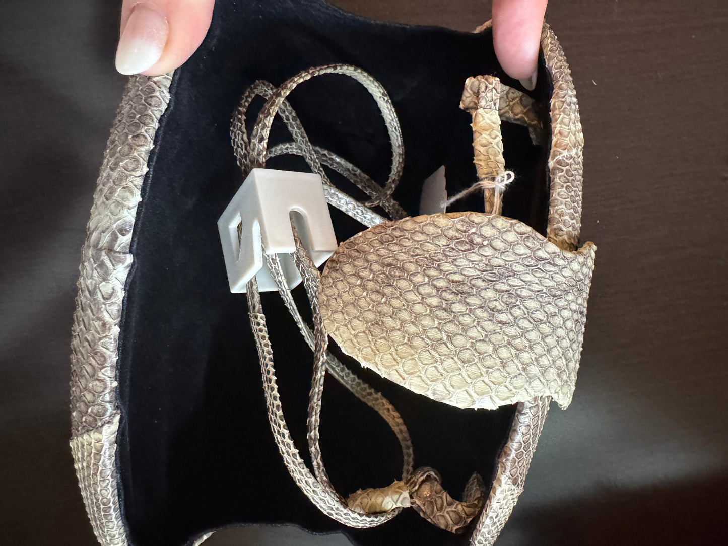 1970s snake skin clutch with Crossbody strap