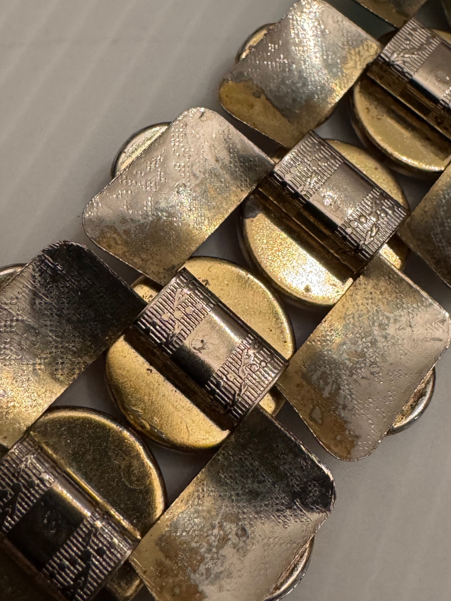 Beautiful chunky colorful rhinestone 1970s gold tone bracelet