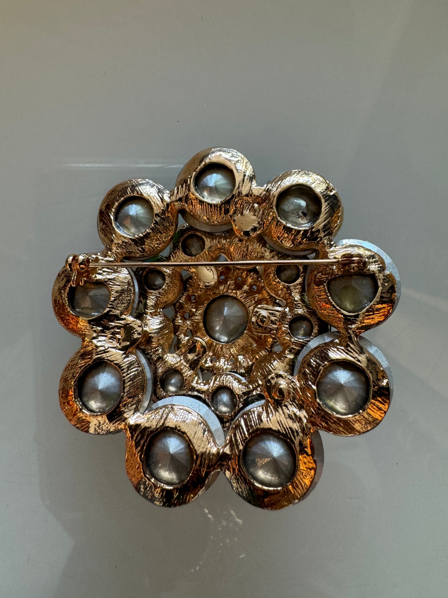 Stunning vintage watermelon stone brooch