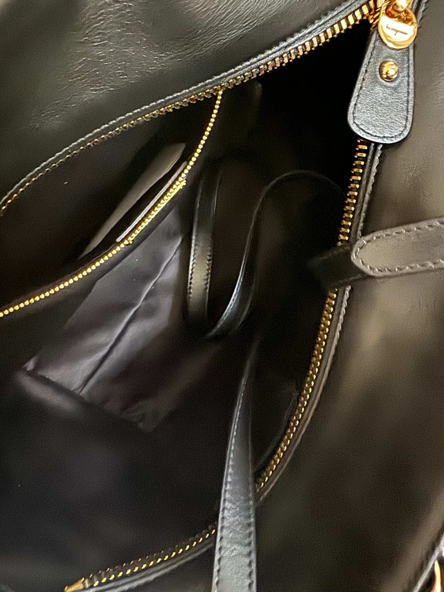 Pony hair and leather brown tone Ferragamo handbag with detachable shoulder strap
