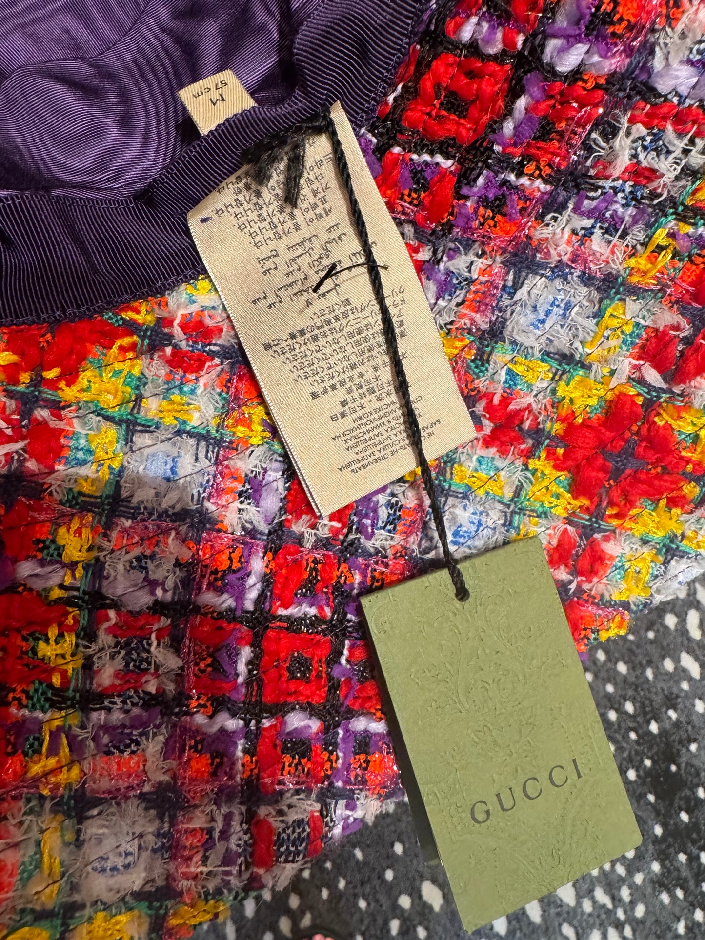 Gorgeous bright colored tweed wide brim, Gucci hat. New with tags.