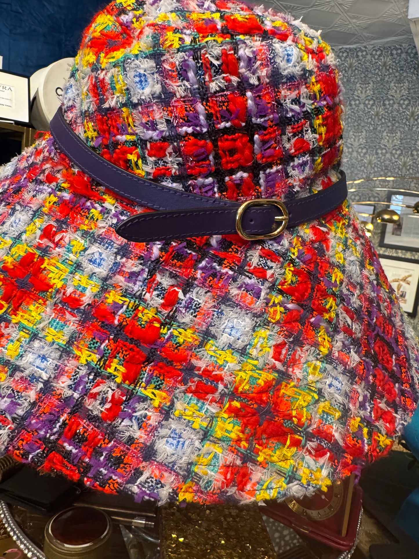 Gorgeous bright colored tweed wide brim, Gucci hat. New with tags.