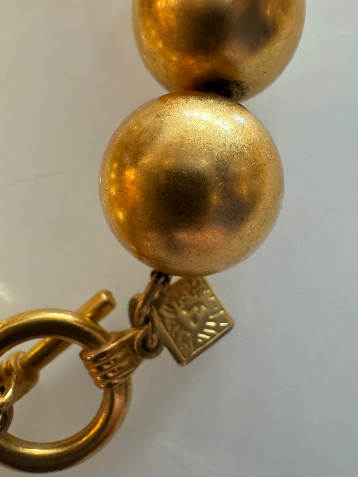1980s Ann Klein matte gold tone beaded necklace