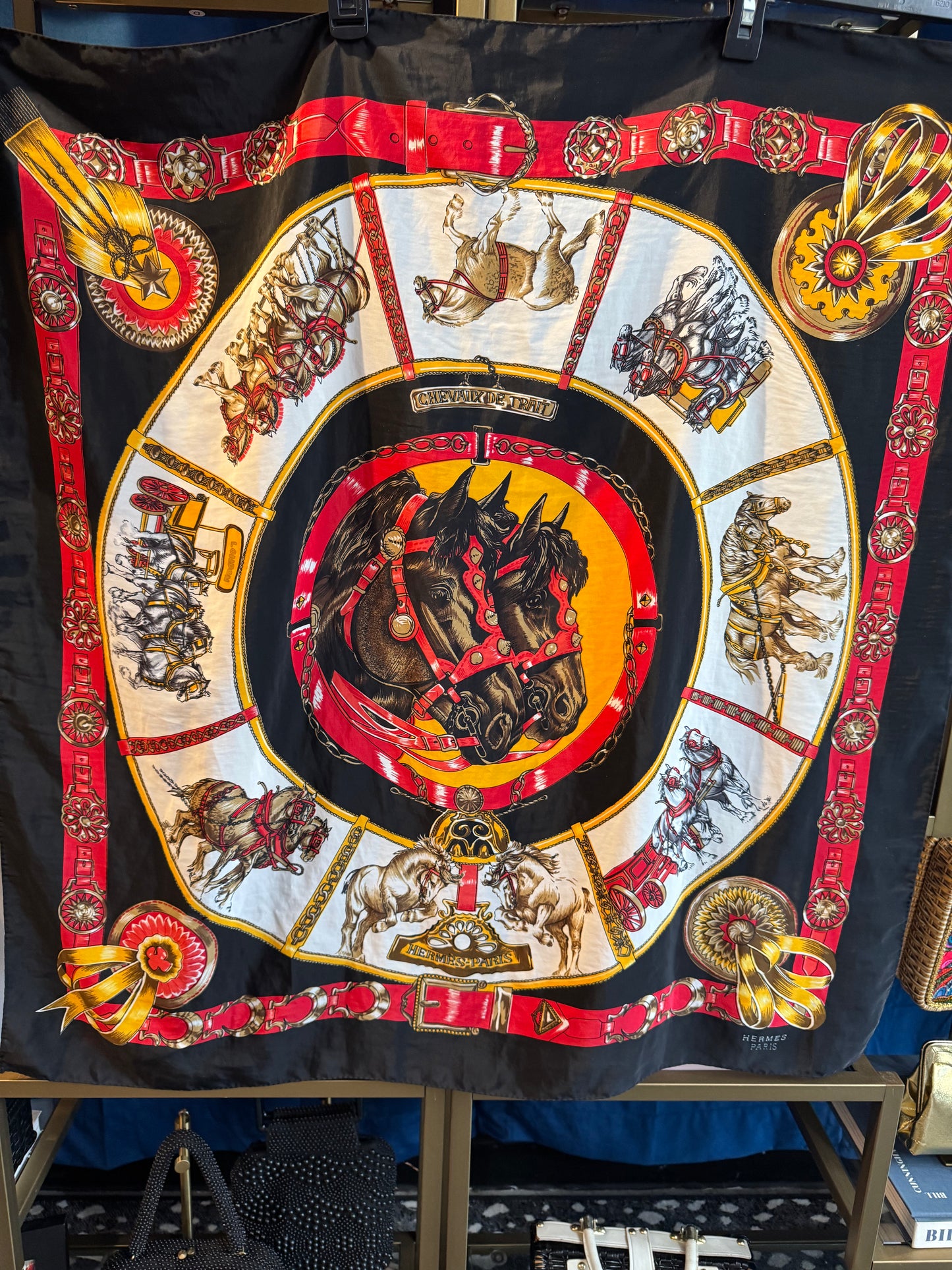 Large size square authentic HERMES silk scarf