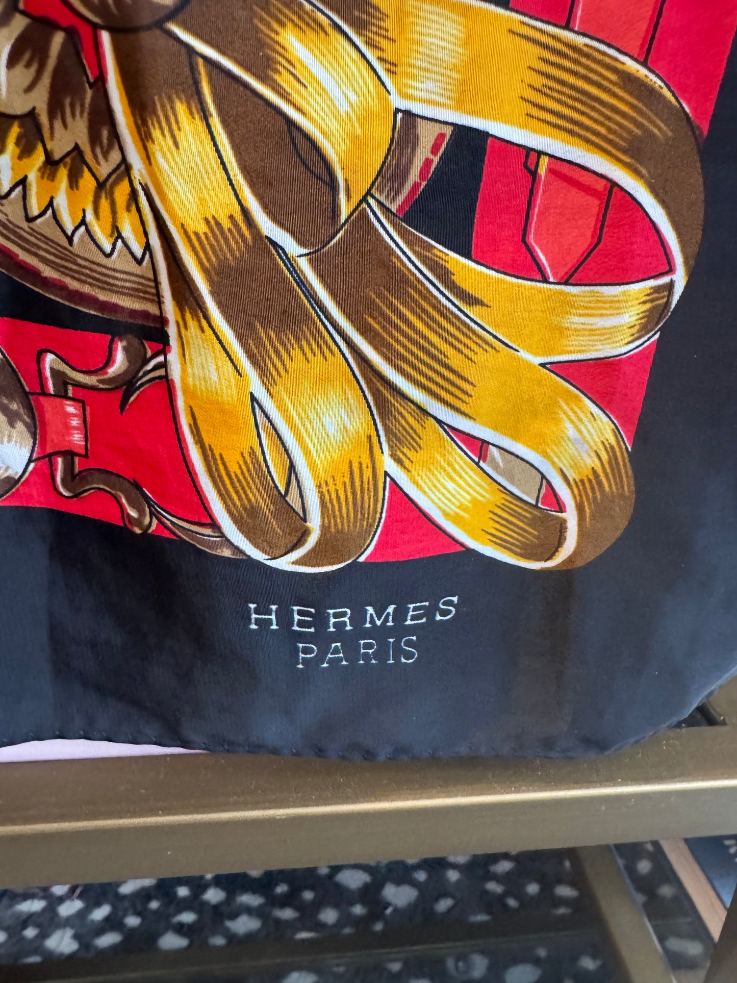 Large size square authentic HERMES silk scarf