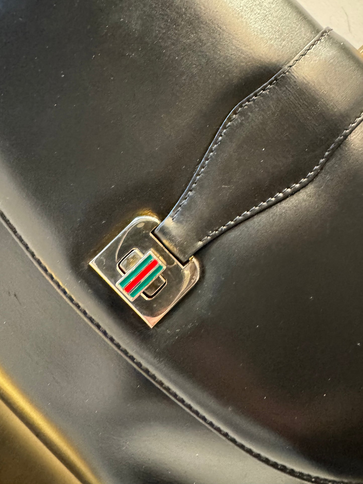 Vintage 1970s Black Gucci Top Handle