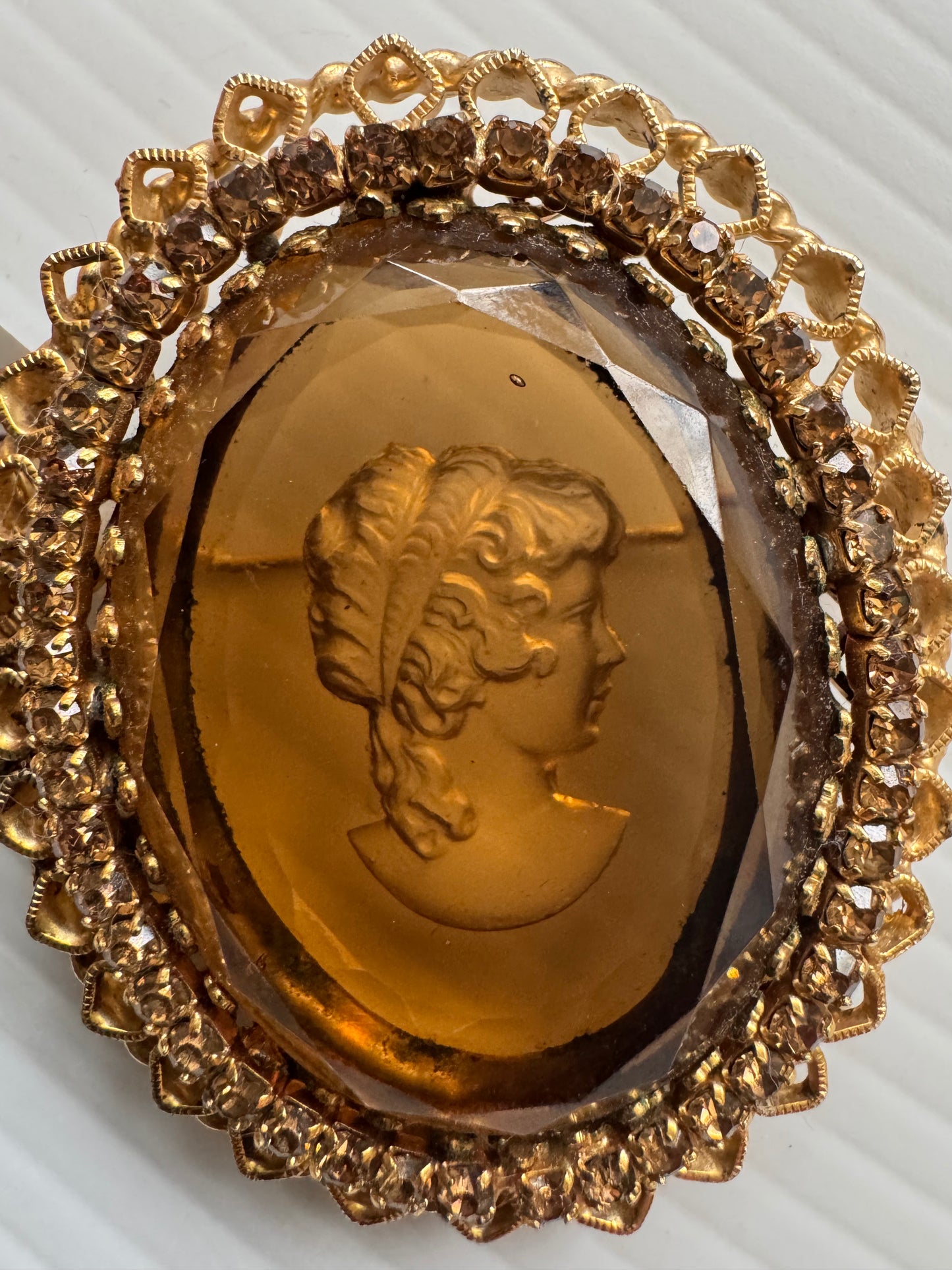 1950s vintage Joseph Warner inverse cameo brooch
