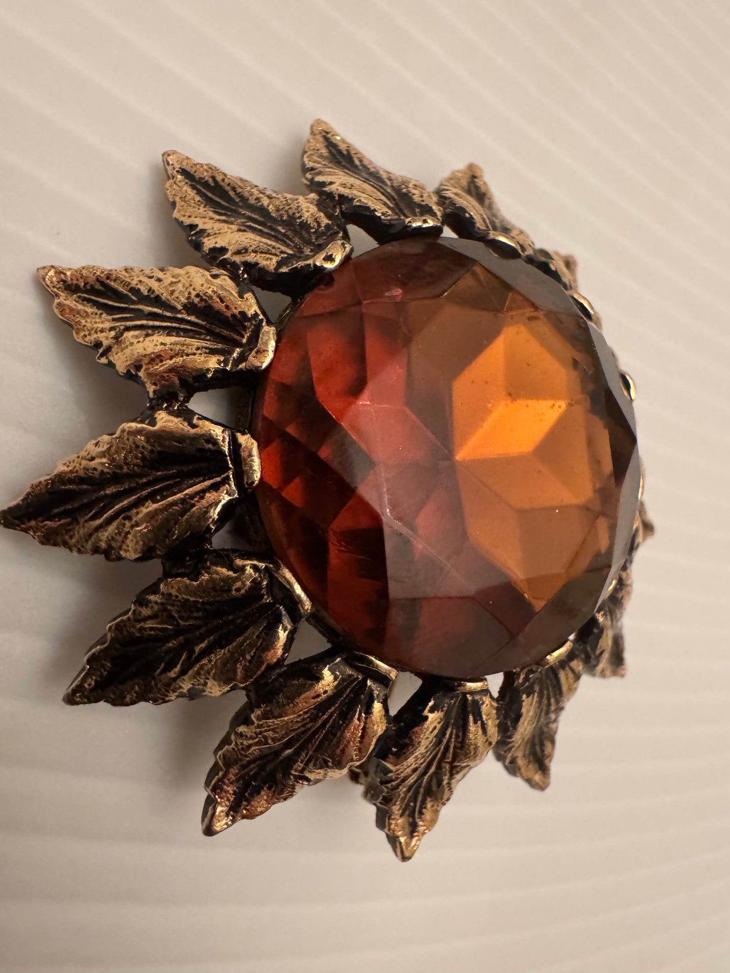 Stunning 1960s signed Emmons topaz flower brooch