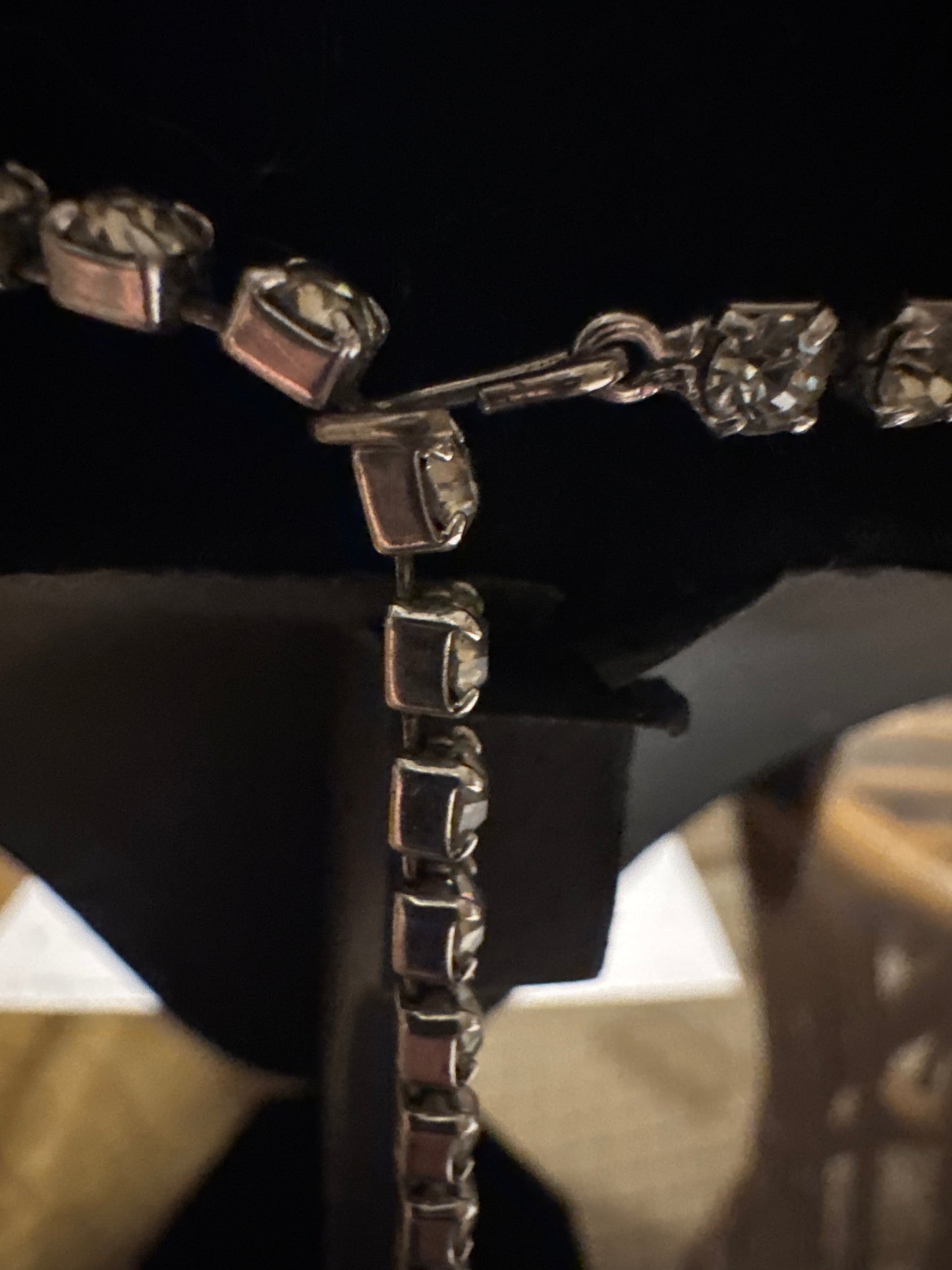 Museum quality 1940s RARE Hattie, Carnegie signed, rhinestone fringe collar necklace