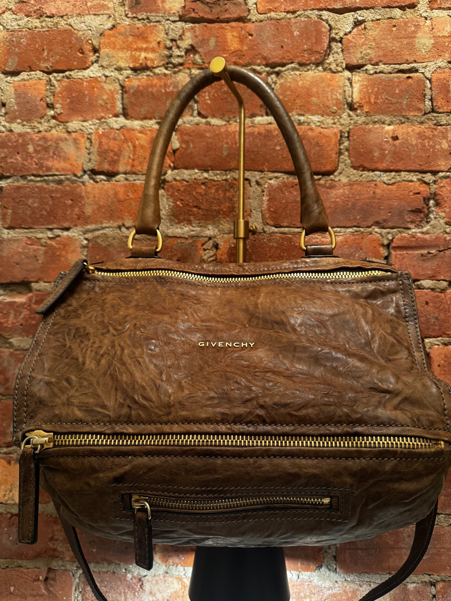 Givenchy Medium Pandora Bag in Brown Wrinkled Sheepskin Leather