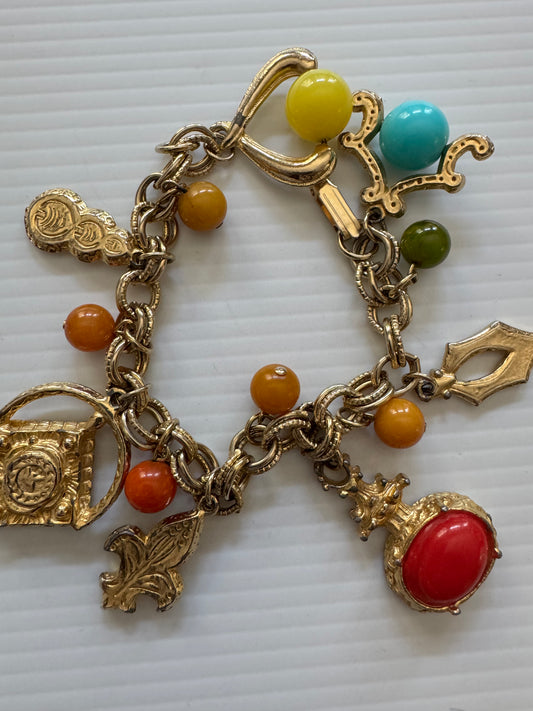 vintage 1960s colorful fun charm bracelet